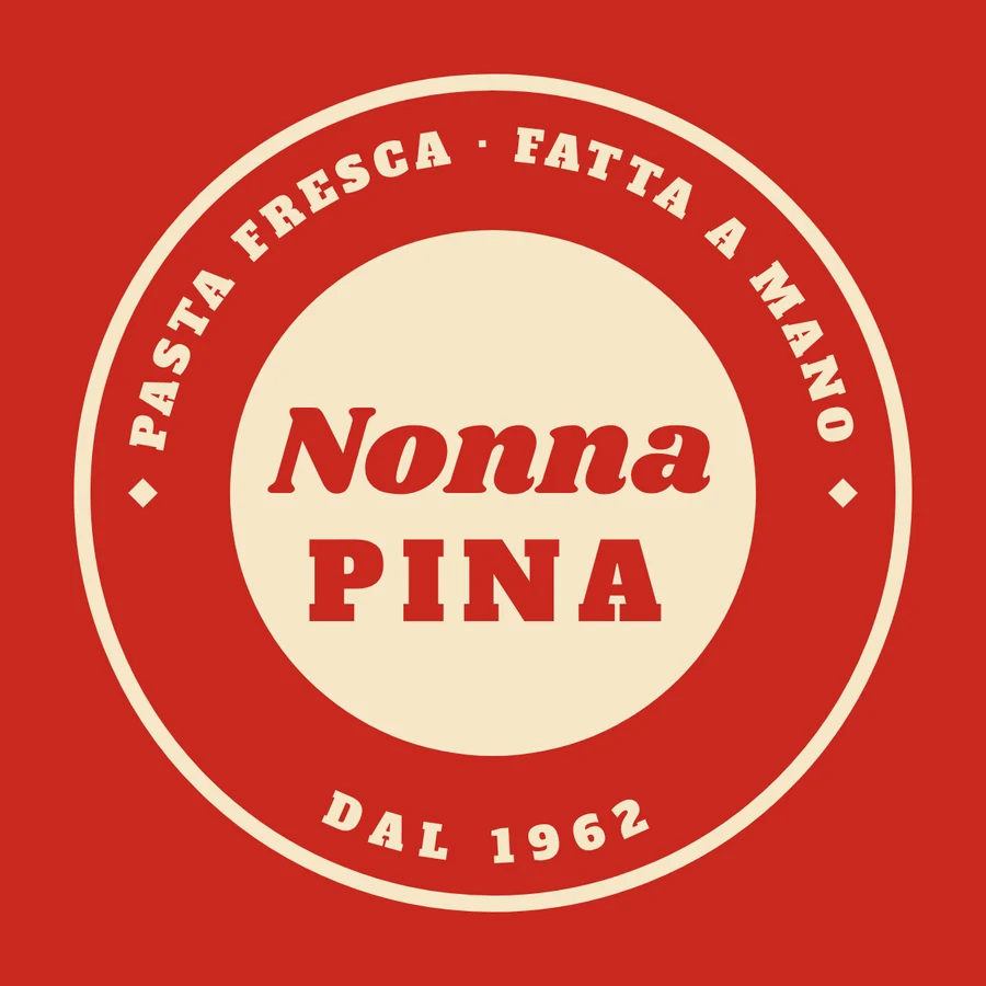 Logo Nonna Pina, badge vintage de pâtes fraîches